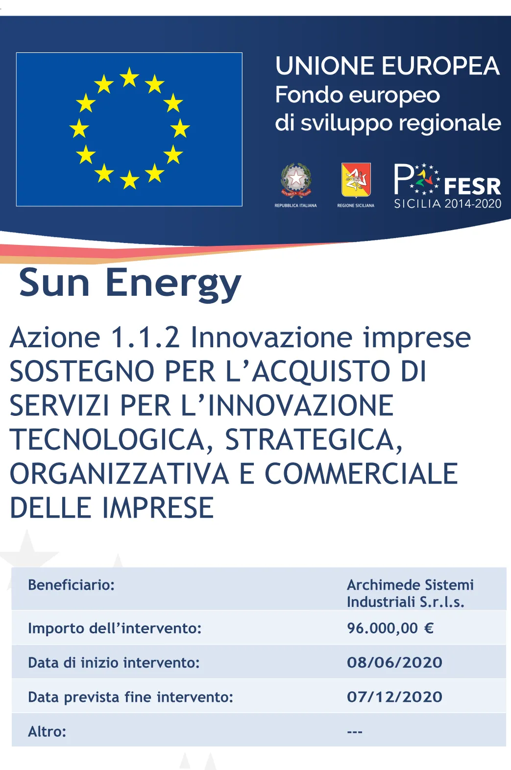 Azione 1.1.2 Innovazione Imprese